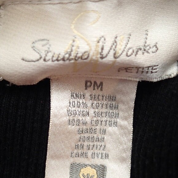 Studio Works Petite Long Sleeve Black Shirt Size PM - Picture 3 of 5